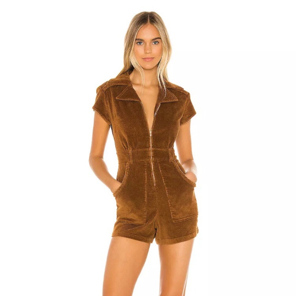 Show Me Your Mumu Outlaw Romper Brown Corduroy